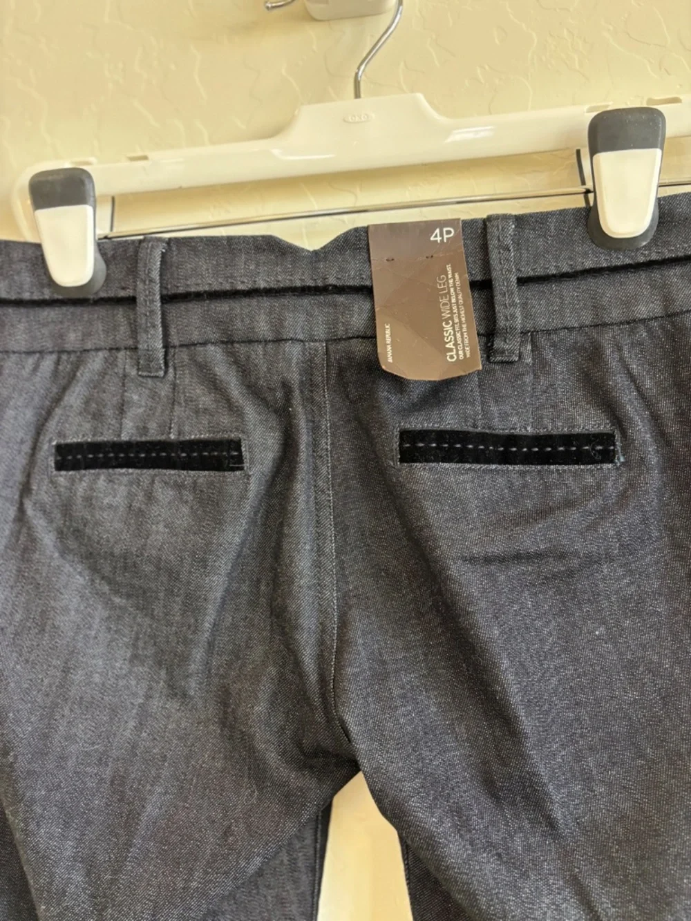 Banana Republic NWT Sloan Fit Pants Size 4P Petite Dark Blue Denim Dress Slacks - Picture 4 of 11